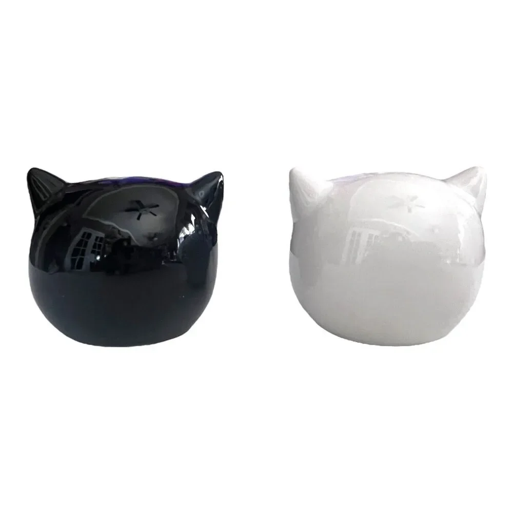 Halloween Black & White Spooky Cats Ceramic Salt Pepper Shakers By Trick & Treat